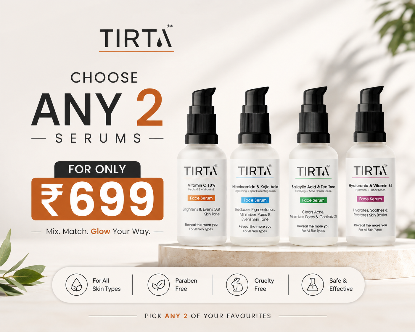 TIRTA Any 2 Face Serums for 699 - Choose Any 2 serums